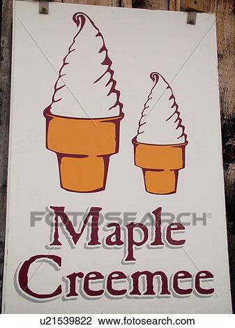 Stock Image -  Montpelier, VT, Vermont, Morse Farm, Maple Creemee sign, ice cream stand. Fotosearch