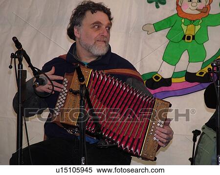 Stock Photography -  Montpelier, VT, Vermont, St. Patrick's Day, musicians, performing, celebration. Fotosearch