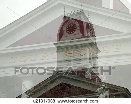 Stock Photo -  Montpelier, VT, Vermont, Washington County Courthouse, double exposure. Fotosearch