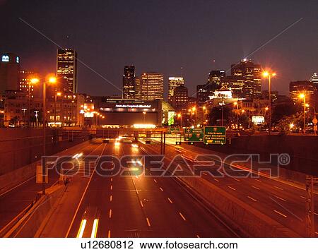 Montreal, Canada, QC, Quebec, Auto Route Ville Marie, I-720, interstate, expressway, evening View Large Photo Image Stock Image - Montreal, Canada, QC, Quebec, Auto Route Ville Marie, I-720, interstate, expressway, evening. Fotosearch