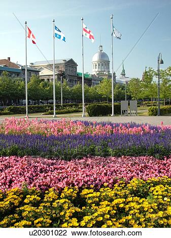 Stock Image -  Montreal, Canada, QC, Quebec, Old Port, Old Montreal, waterfront, riverwalk, Bonsecours Market (Marche Bonsecours) . Fotosearch