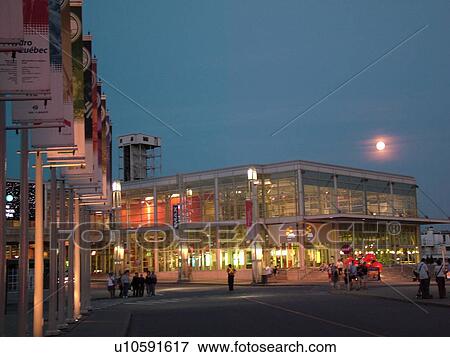Stock Photo -  Montreal, Canada, QC, Quebec, Old Port, Old Montreal, Montreal Science Center & IMAX Theatre, evening. Fotosearch