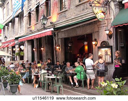 Stock Photo -  Montreal, Canada, QC, Quebec, Old Port, Old Montreal, Rue Saint Vincent, outdoor cafT. Fotosearch