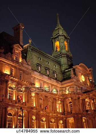 Stock Photography -  Montreal, Canada, QC, Quebec, Old Port, Old Montreal, City Hall, evening. Fotosearch