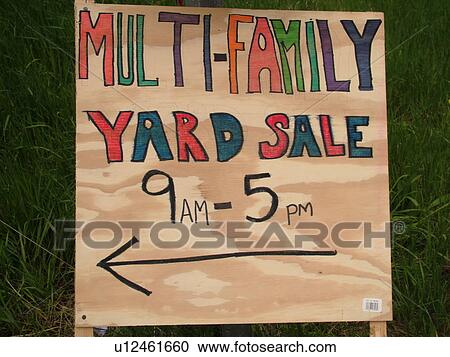 Stock Image -  Multi-Family Yard Sale sign. Fotosearch