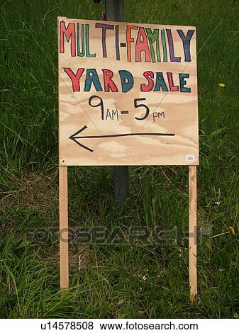 Stock Photo -  Multi-Family Yard Sale sign. Fotosearch