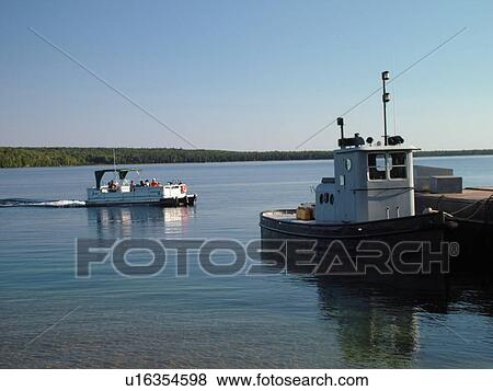 Stock Photo -  Munising, MI, Michigan, Lake Superior, Ferry to Grand Island National Recreation Area. Fotosearch