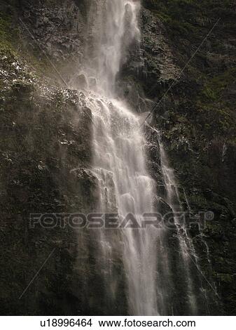 Picture -  Napali Coast, Kauai, HI, Hawaii, North Shore, Na Pali, Kalalau Trail, Hanakapiai Valley, Hanakapiai River Trail, Hanakapai Falls. Fotosearch