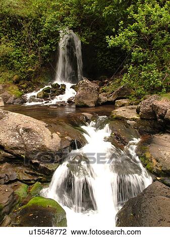 Stock Image -  Napali Coast, Kauai, HI, Hawaii, North Shore, Na Pali, Kalalau Trail, Hanakapiai Valley, Hanakapiai River. Fotosearch