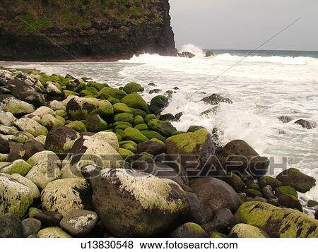 Napali Coast, Kauai, HI, Hawaii, North Shore, Na Pali, Kalalau Trail, Hanakapiai Valley, Hanakapiai Beach View Large Photo Image Stock Photo - Napali Coast, Kauai, HI, Hawaii, North Shore, Na Pali, Kalalau Trail, Hanakapiai Valley, Hanakapiai Beach. Fotosearch