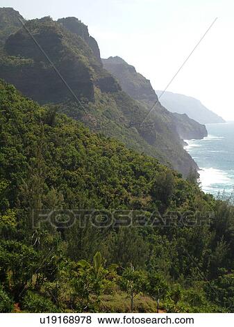 Stock Photo -  Napali Coast, Kauai, HI, Hawaii, North Shore, Na Pali, Kalalau Trail. Fotosearch