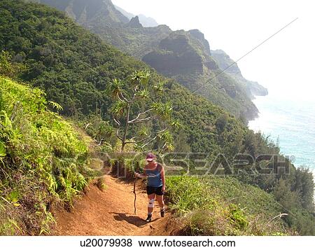 Stock Photo -  Napali Coast, Kauai, HI, Hawaii, North Shore, Na Pali, Kalalau Trail. Fotosearch