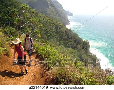 Stock Photo -  Napali Coast, Kauai, HI, Hawaii, North Shore, Na Pali, Kalalau Trail. Fotosearch