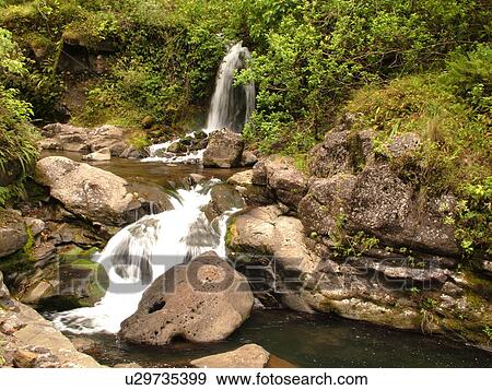 Stock Photo -  Napali Coast, Kauai, HI, Hawaii, North Shore, Na Pali, Kalalau Trail, Hanakapiai Valley, Hanakapiai River. Fotosearch