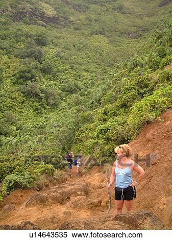 Stock Photography -  Napali Coast, Kauai, HI, Hawaii, North Shore, Na Pali, Kalalau Trail. Fotosearch