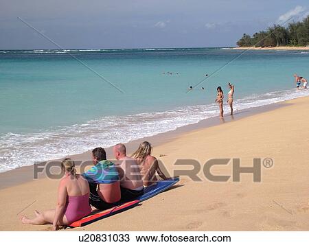 Stock Image -  Napali Coast, Princeville, Kauai, HI, Hawaii, North Shore, Na Pali, Haena Beach Park, Tunnels Beach. Fotosearch