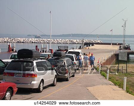 Stock Photo -  Northport, WI, Wisconsin, Door Peninsula, Green Bay, car ferry terminal to Washington Island. Fotosearch