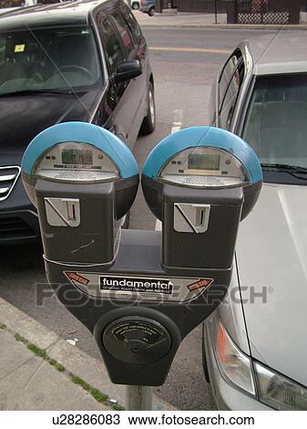Stock Image -  parking meter, double, pay and park, . Fotosearch