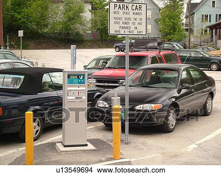Picture -  parking meter, Pay and Park, parking lot, . Fotosearch
