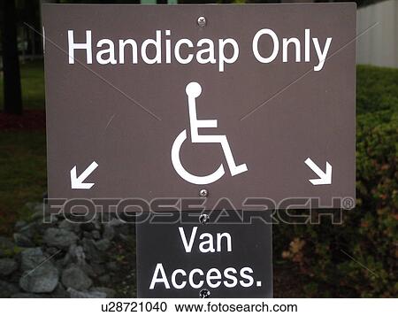 Stock Image -  parking sign, handicap only, van access, . Fotosearch
