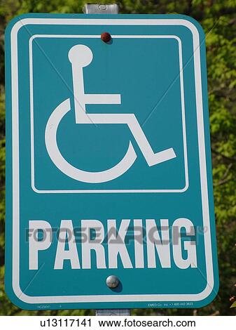 Stock Image -  parking sign, Reserved Parking for Handicapped sign. Fotosearch