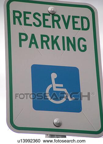 Stock Image -  parking sign, Reserved Parking for Handicapped sign, regulatory signs, . Fotosearch