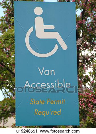 Stock Image -  parking sign, Reserved Parking for Handicapped sign, wheelchair accessible parking, . Fotosearch