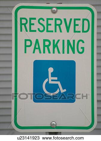Stock Image -  parking sign, Reserved Parking for Handicapped sign. Fotosearch