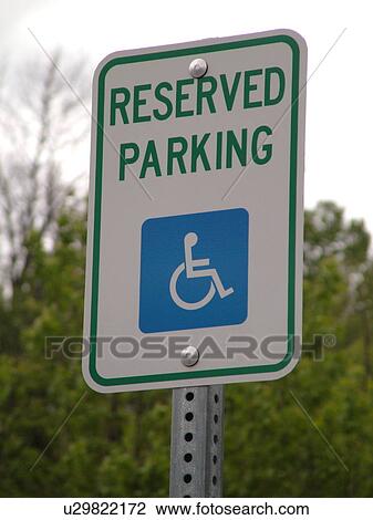 Stock Image -  parking sign, Reserved Parking for Handicapped sign, regulatory signs, . Fotosearch