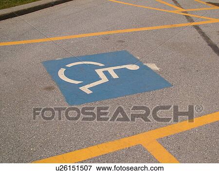 Stock Photo -  parking space, Reserved Parking for Handicapped, parking lot, . Fotosearch