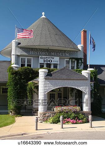 Stock Image -  Petoskey, MI, Michigan, Little Traverse Historical Society History Museum, Bayfront Park. Fotosearch