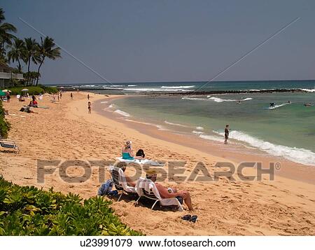 Stock Photo -  Poipu, Kauai, HI, Hawaii, South Shore, Sheraton Kauai Resort, Poipu Beach. Fotosearch