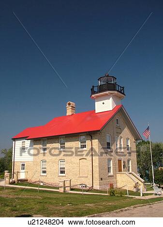 Picture -  Port Washington, WI, Wisconsin, 1860 Historic Light Station, Lighthouse. Fotosearch