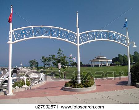 Stock Image -  Port Washington, WI, Wisconsin, Lake Michigan, Rotary Park, lakefront. Fotosearch