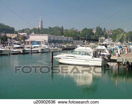 Stock Photograph -  Port Washington, WI, Wisconsin, Lake Michigan, marina, harbor. Fotosearch