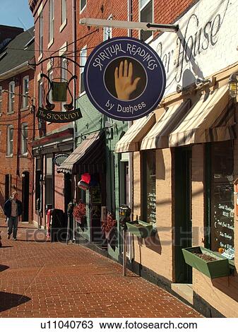 Stock Image -  Portsmouth, NH, New Hampshire, Old Harbor, Historic Downtown. Fotosearch