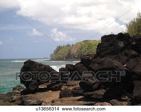 Princeville, Kauai, HI, Hawaii, North shore, Hanalei Beach Trail, Hanalei Bay, Queen's Bath View Large Photo Image Picture - Princeville, Kauai, HI, Hawaii, North shore, Hanalei Beach Trail, Hanalei Bay, Queen's Bath. Fotosearch