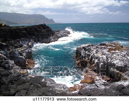 Princeville, Kauai, HI, Hawaii, North shore, Hanalei Beach Trail, Hanalei Bay, Queen's Bath View Large Photo Image Stock Image - Princeville, Kauai, HI, Hawaii, North shore, Hanalei Beach Trail, Hanalei Bay, Queen's Bath. Fotosearch