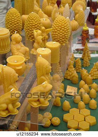 Picture -  Randolph, VT, Vermont, New World Festival, bees wax display. Fotosearch