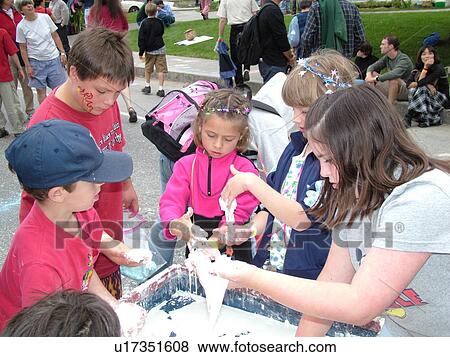 Randolph, VT, Vermont, New World Festival, liquid cement, children's activity View Large Photo Image Stock Photo - Randolph, VT, Vermont, New World Festival, liquid cement, children's activity. Fotosearch