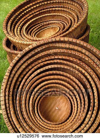 Stock Photograph -  Randolph, VT, Vermont, New World Festival, baskets. Fotosearch