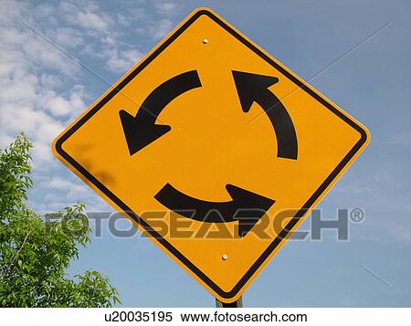 Stock Photography -  road sign, Approaching Traffic Circle, approaching roundabout, . Fotosearch