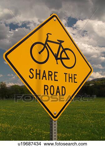 road sign, Bike Lane sign, Share the Road, warning sign View Large Photo Image Picture - road sign, Bike Lane sign, Share the Road, warning sign. Fotosearch