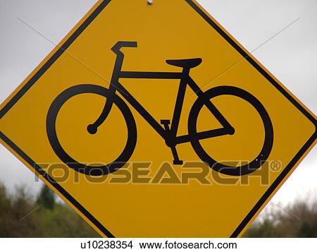 road sign, Bike Route Ahead sign, warning sign, View Large Photo Image Picture - road sign, Bike Route Ahead sign, warning sign, . Fotosearch