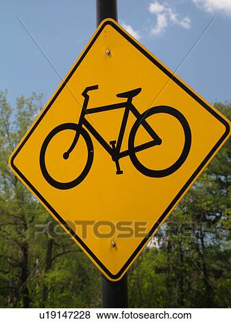 road sign, Bike Route Ahead sign, warning sign, View Large Photo Image Stock Photo - road sign, Bike Route Ahead sign, warning sign, . Fotosearch