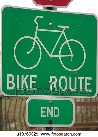 road sign, Bike Route sign, end, Stock Photography | u19769325 | Fotosearch