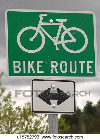 Stock Image -  road sign, Bike Route sign. Fotosearch