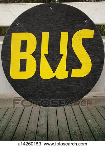 Stock Image -  road sign, Bus Stop. Fotosearch