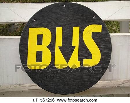 Stock Photograph -  road sign, Bus Stop. Fotosearch