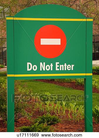 road sign, Do Not Enter, red sign on green background, View Large Photo Image Stock Photo - road sign, Do Not Enter, red sign on green background, . Fotosearch
